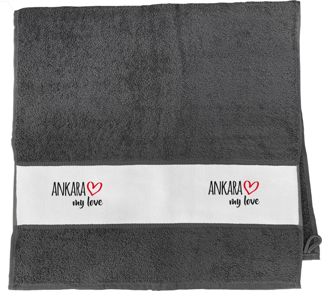 Huuraa Handtuch Ankara my love 50x100cm Graphite Baumwolle Handtuch Geschenkidee