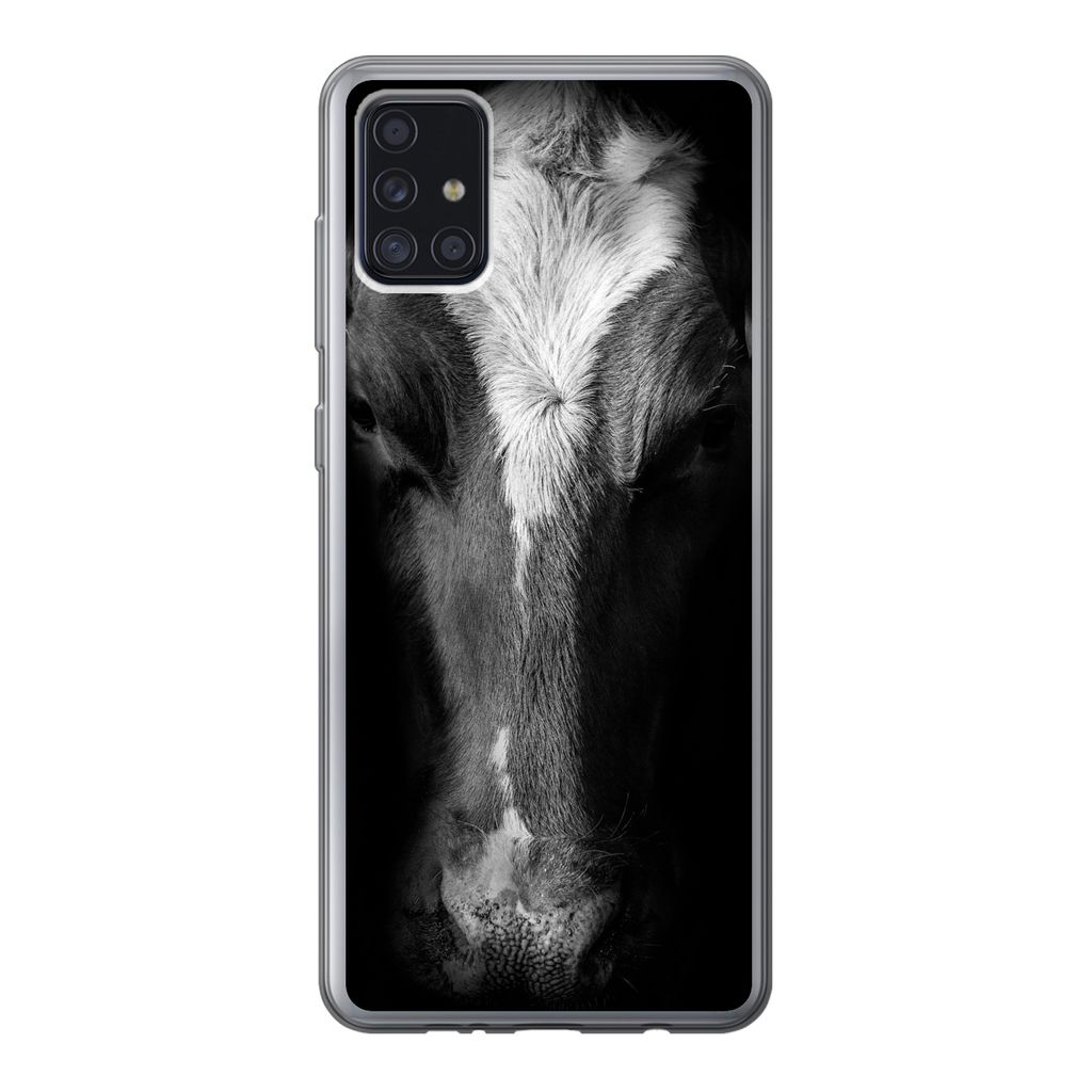 MuchoWow Handyhülle Schutzhülle Hülle für Samsung Galaxy A52 5G Kuh - Tiere - Schwarz Silikon Softcase Handy Hülle - Umschlag