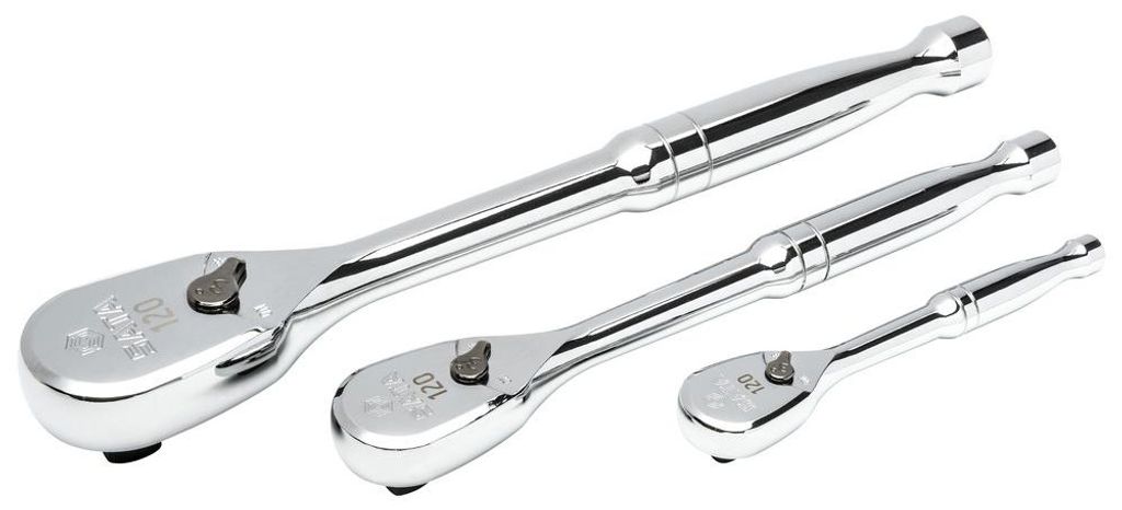 SATA 1/4", 3/8" & 1/2" Umschaltknarren-Satz, 120XP, 3-tlg. Produktbild 