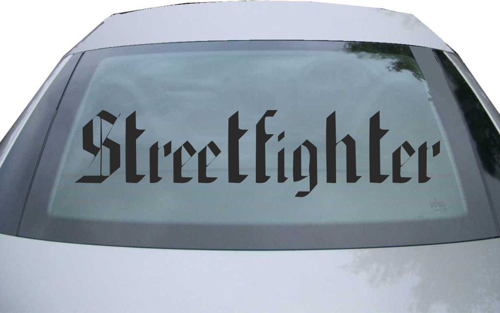 Indigos UG - Aufkleber Heckscheibe & Motorklappe DE2114 - schwarz - 600x142 mm - Streetfighter - Auto Scheiben Fenster Heckklappe Tuning Racing JDM...