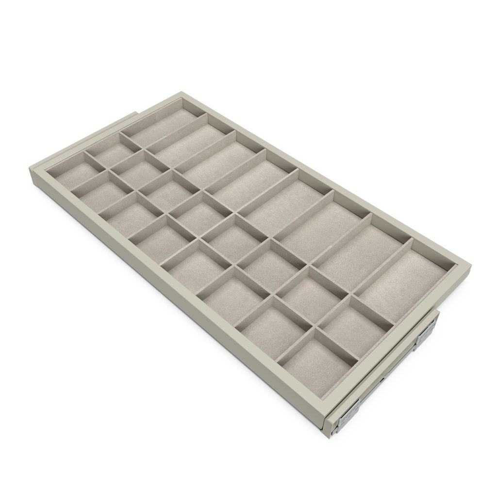 Emuca Set aus Organiser Schubladenset mit Soft-Close-Auszugsrahmen für Kleiderschränke, verstellbar, Modul 900mm, Steingrau