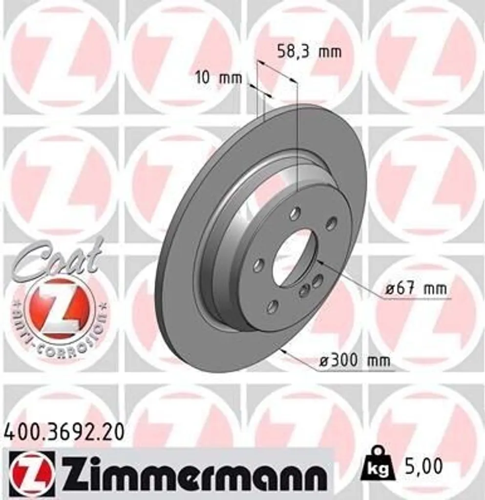 Disque de frein Zimmermann 400.3692.20 pour Mercedes SL R230 - Haut de gamme