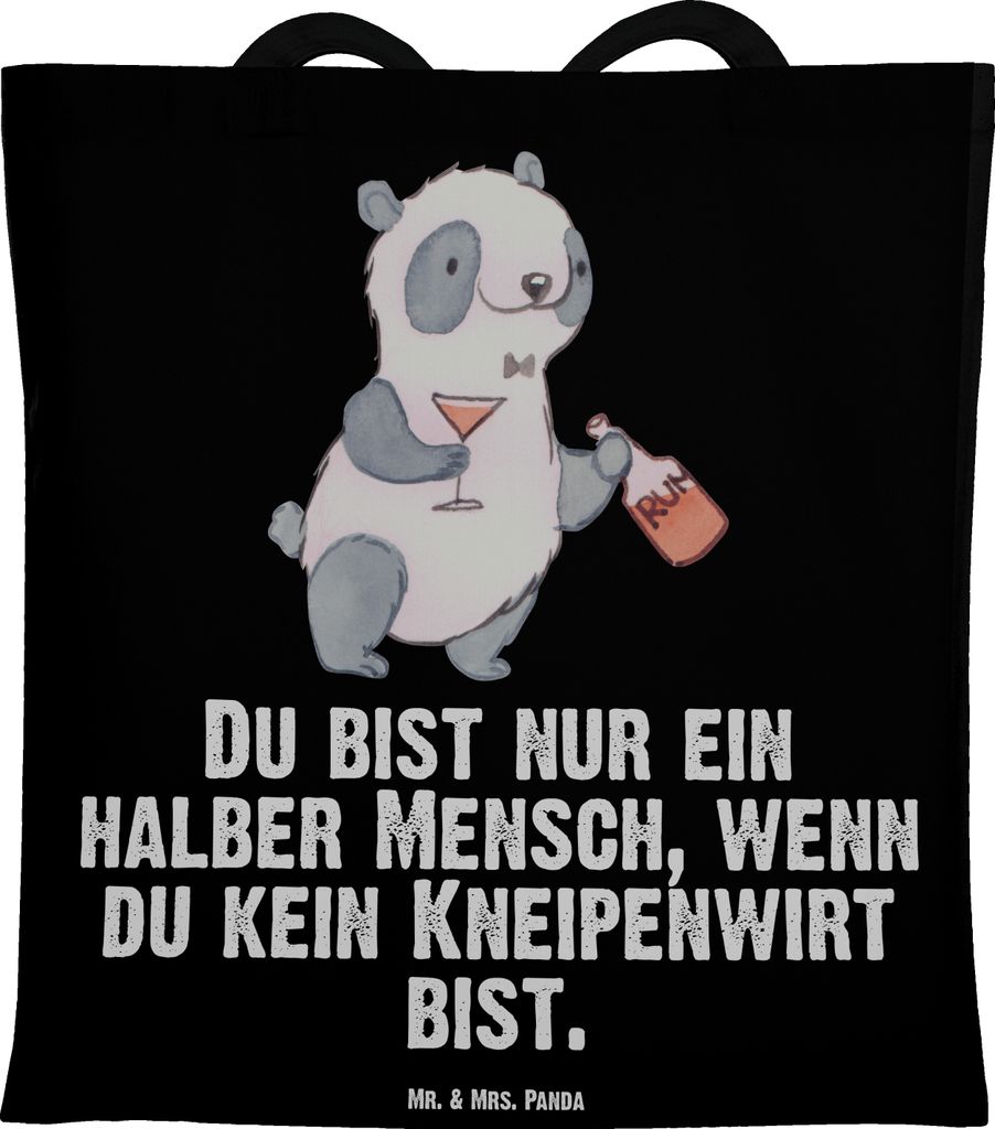 Mr. & Mrs. Panda Schultasche Kneipenwirt Herz - Schwarz - Geschenk, Rum, festivaltasche, Tasche, Bar, Spruch, Gaststätte, Einkaufstasche, Tote Bag...