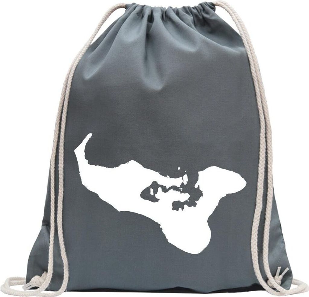Kiwistar - Turnbeutel - stahlgrau - Tonga Umriss Kontur - Fun Rucksack Sport Beutel Gymsack Baumwolle mit Ziehgurt