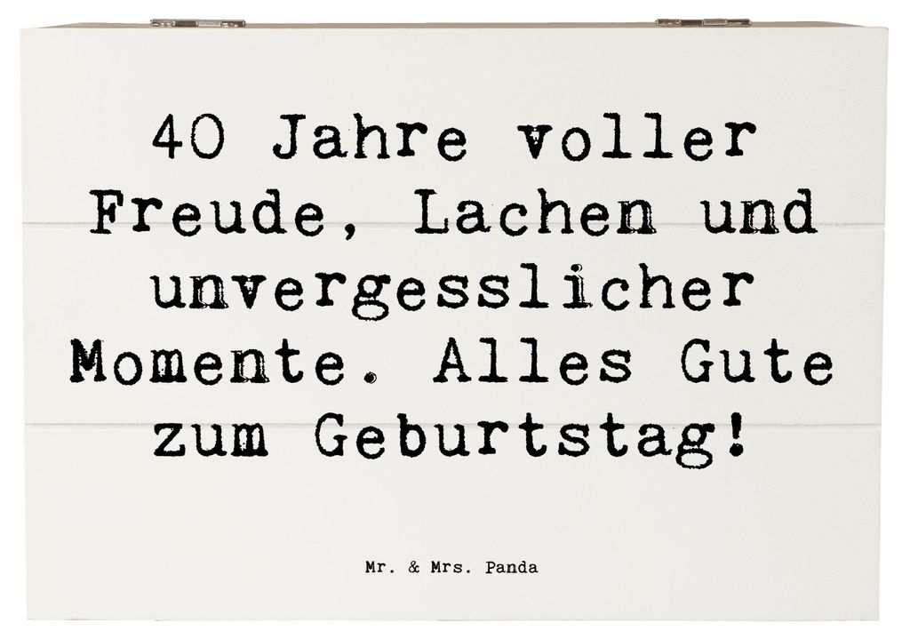 Mr. & Mrs. Panda Box Spruch 40. Geburtstag Freude 22 x 15 cm - Weiß - Geschenk, Holzbox, schatztruhe, Holzkiste, Lachen, Erinnerungen, fotobox, Ge...