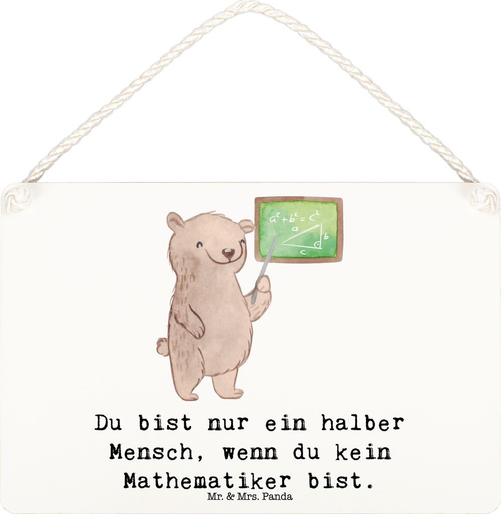 Mr. & Mrs. Panda holzbild Mathematiker Herz DIN A6 - Weiß - Geschenk, Bachelor, Master, kleine aufmerksamkeit, Lustig, Schild, Türschild, wandtaf...