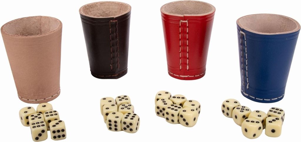 GICO 4 Stück Würfelbecher (echt Leder) bunt (9 cm) mit 6 Produktbild 