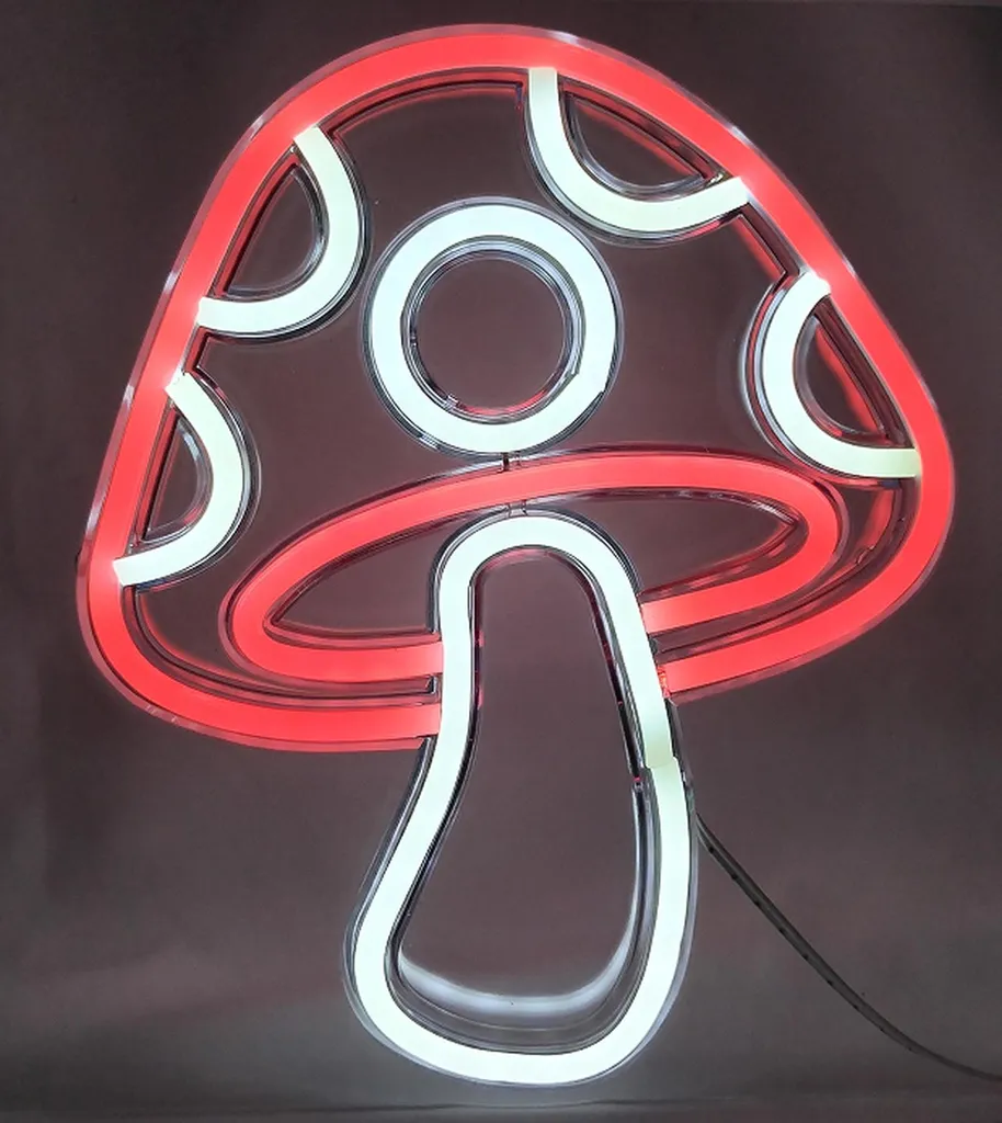 Lampe Décorative Néon LED Rouge et Blanc - Design Amanite 33cm x 27cm - 4