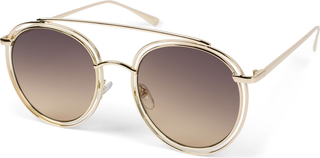 styleBREAKER Damen Oversize Sonnenbrille mit runden Gläsern und doppeltem Rahmen, Polycarbonat Gläsern, Hippie Look 09020122