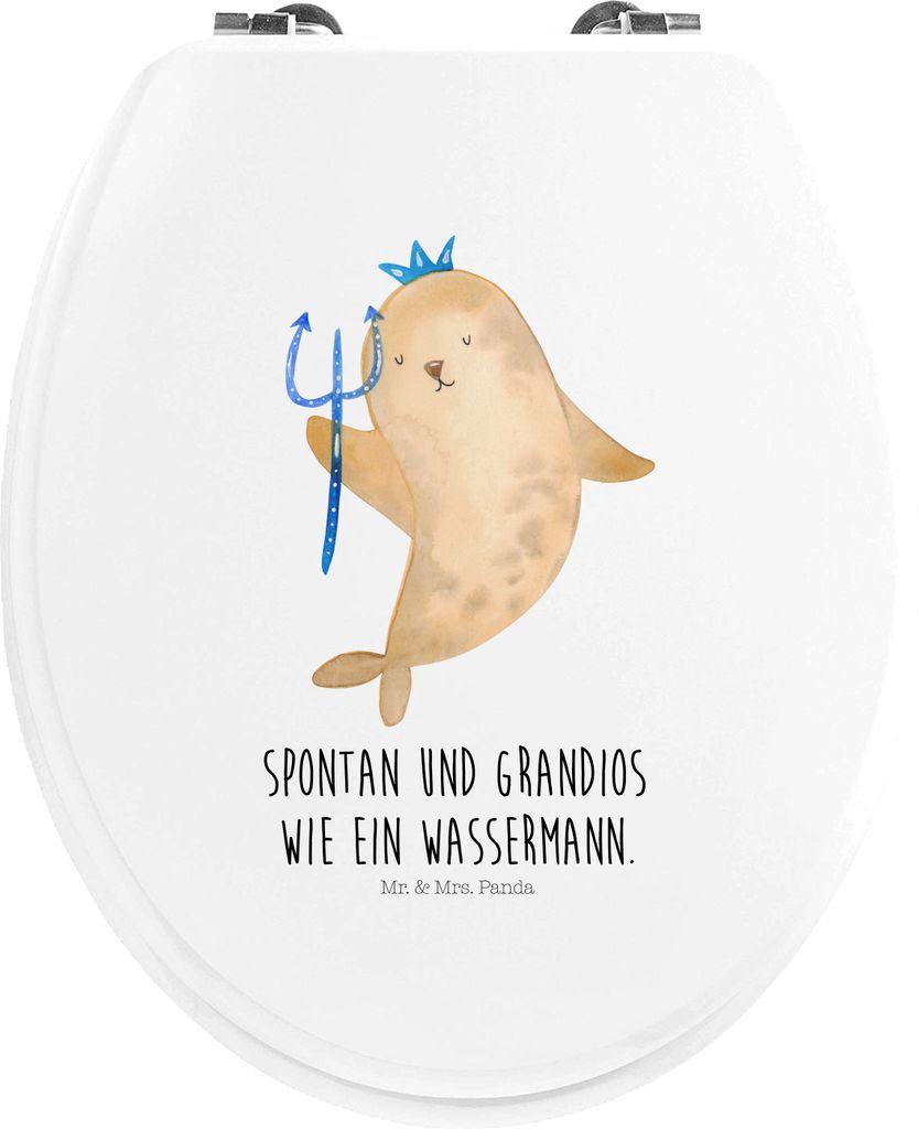 Mr. & Mrs. Panda WC Sitz Sternzeichen Wassermann - Weiß - Geschenk, Meer, Geburtstag Februar, Nix, Klo-Deckel, WC-Sitz, klo deckel, Meermann, Brille