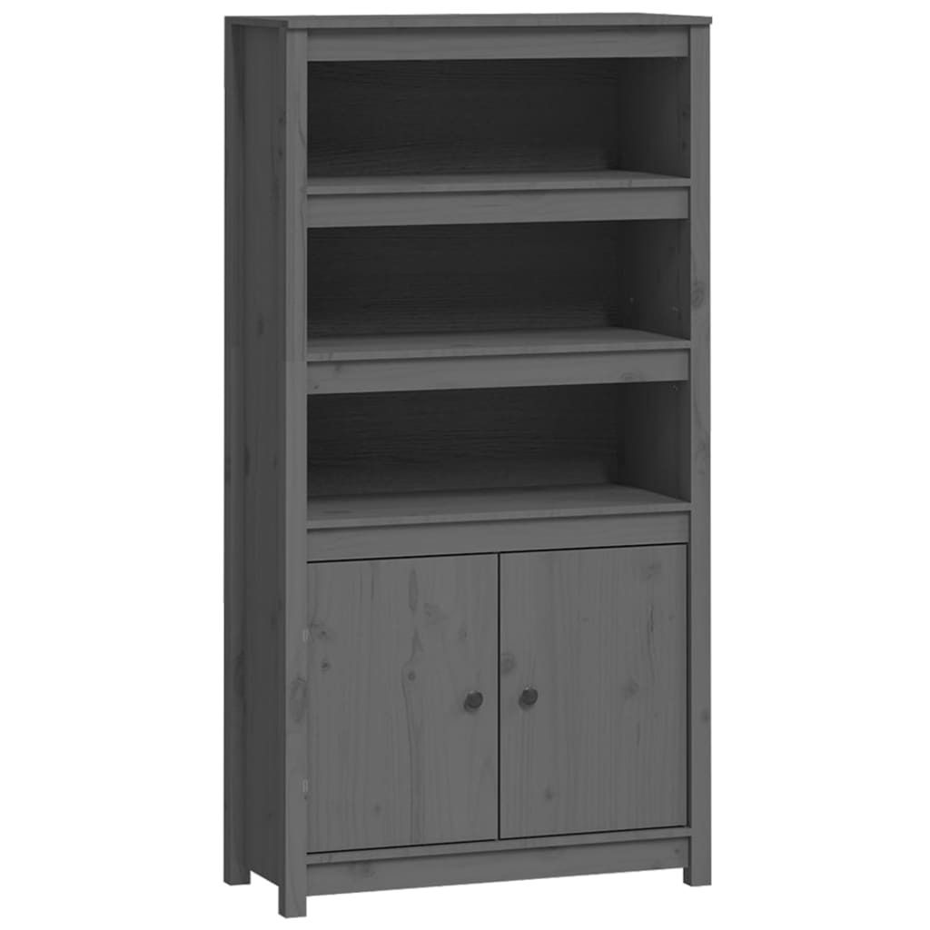 Highboard Grau 80x35x154 cm Massivholz Kiefer
