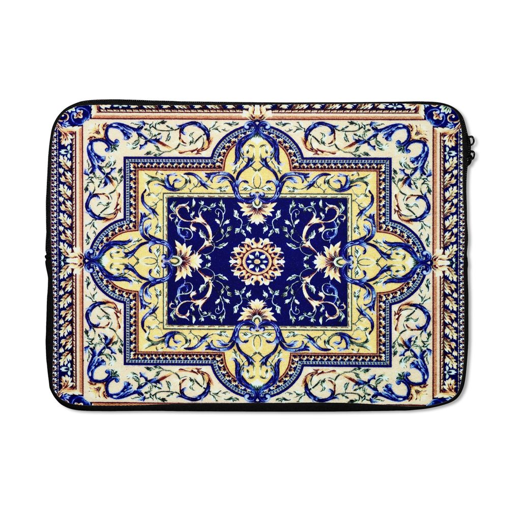 MuchoWow Laptop Hülle 14 ZollPerserteppich - Teppich - Muster - Blau Laptoptasche - Laptoptasche - Stoßsicher - Schutzhaube