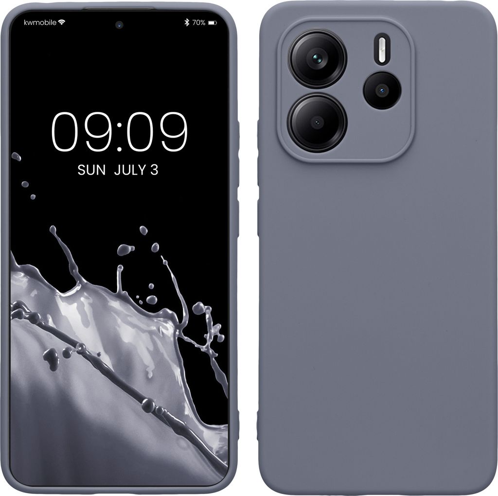 kwmobile Handyhülle kompatibel mit Xiaomi Redmi Note 14 4G (Nicht für 5G) Hülle - Handy Case aus weichem Silikon in Blaugrau