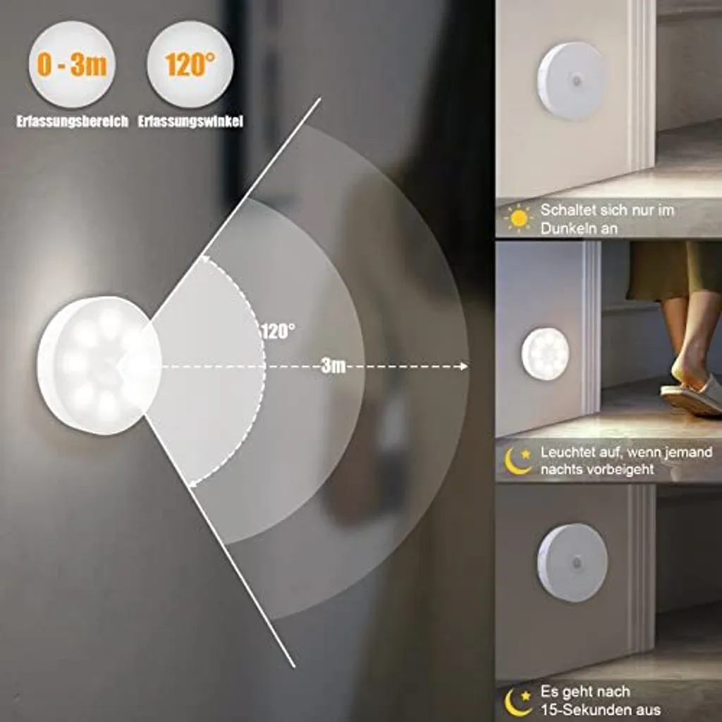 Offerta Electight 3 Pezzi Luce LED Notte Sensore Movimento USB - 5