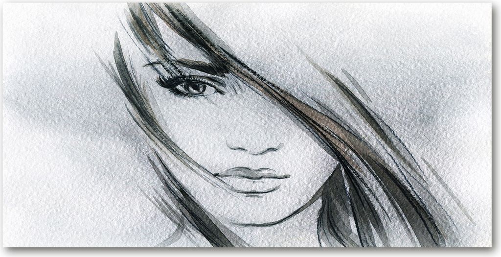 Tulup Glas-Bild -140x70- Wandkunst Dekorative Wand für Küche & Wohnzimmer - Kunst: modern & klassisch - Portrait einer Frau - Grau