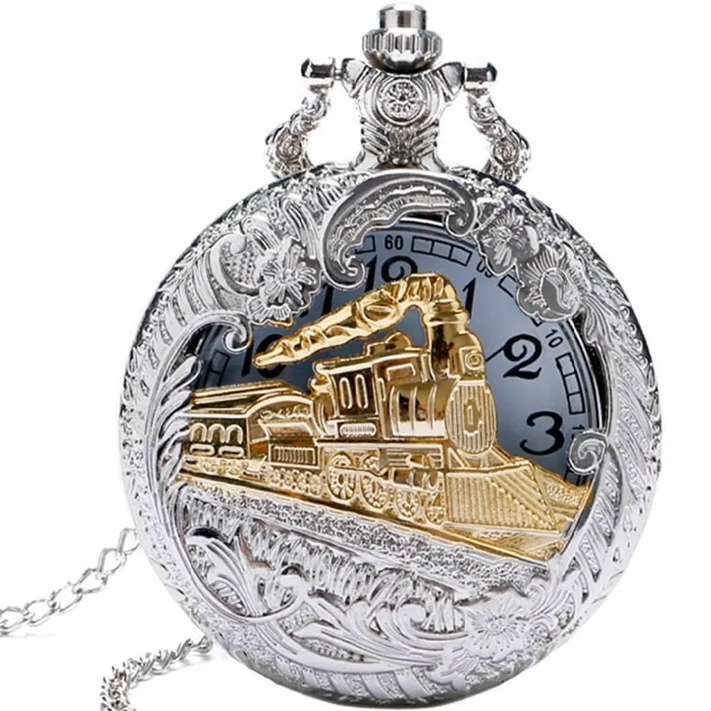 Orologio da Tasca Regalo Uomo KP2425 Vintage Train Argento e Oro