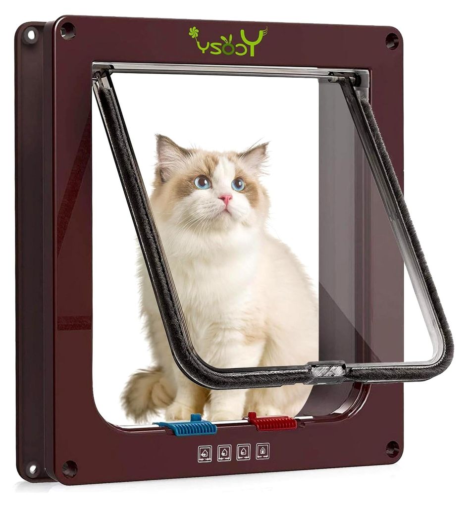 XL Katzentür Außengröße 27,8 x 25 cm 4-Wege-Verriegelung für Innen- und Außentüren, wetterfeste Katzenklappe für Katzen und Hunde, einfach ...