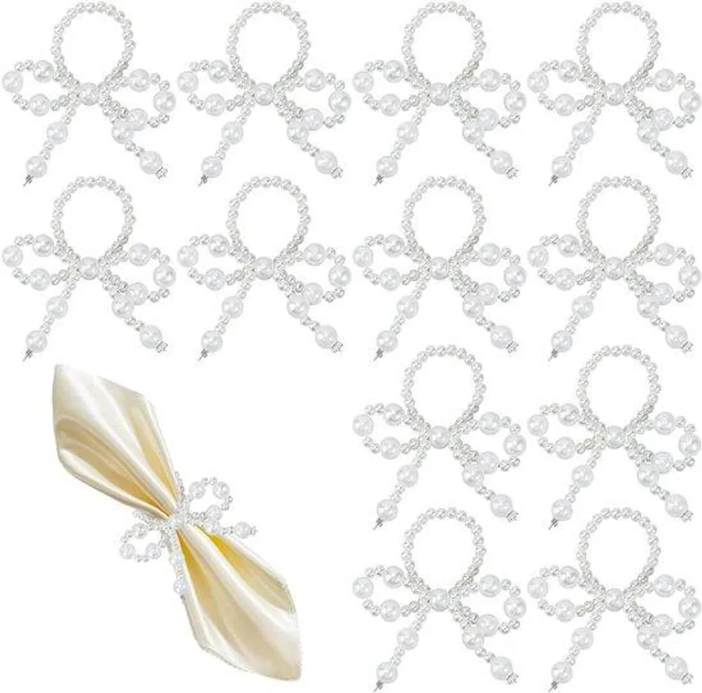 Accessoire de table mariage : 12 ronds de serviette blancs arc moderne