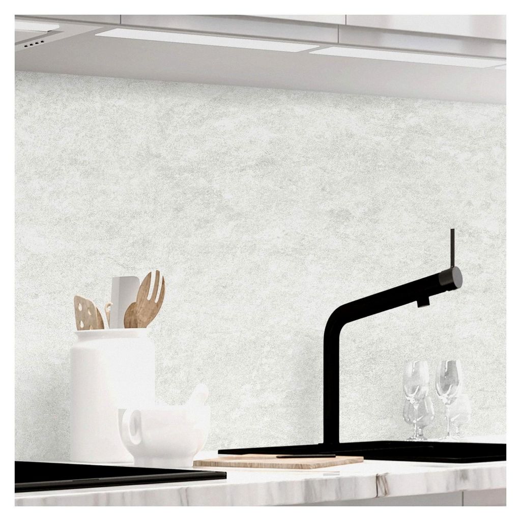 Selbstklebende Küchenrückwand - WEISS - 0,5 mm verstärkte PET-Folie, zuschneidbar, Spritzschutz 60 x 340 cm