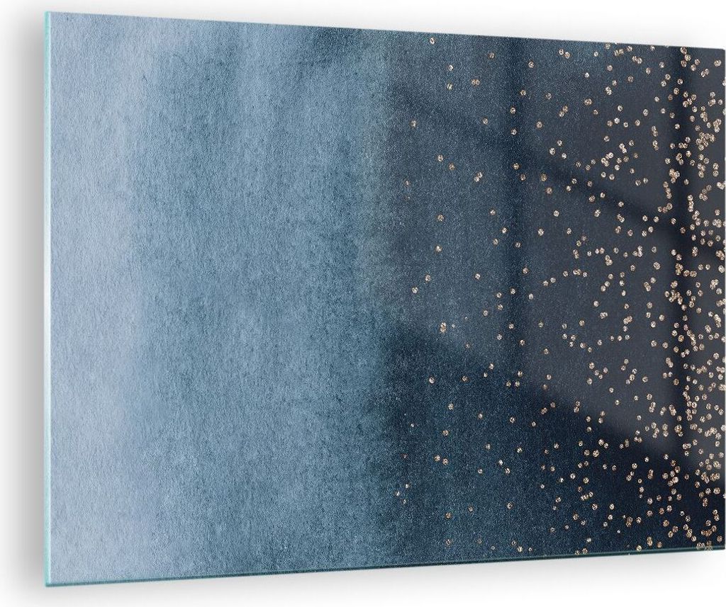 Bilder auf glas - Einteilig - Blau Golden Hintergrund - 70x50cm - Glasbilder - Wandbilder - Bilder - zum Aufhängen bereit - Wanddekoration aus Gla...
