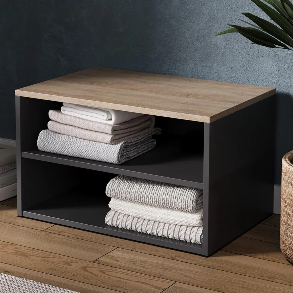 Cassettiera Vicco Betti Antracite e Sonoma 60x36 | Mobiletto Multiuso Chic