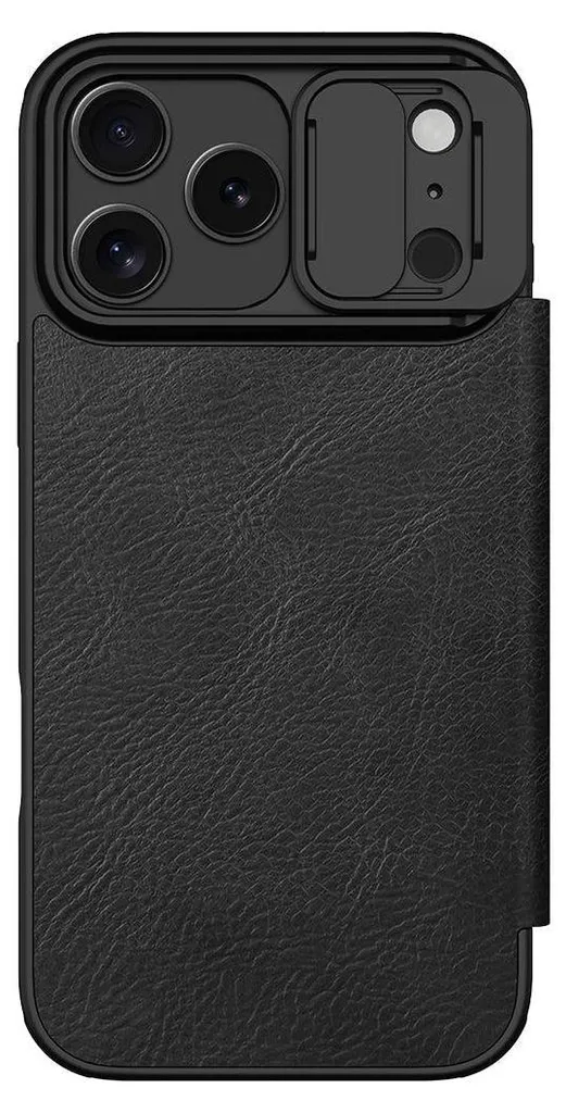 Protection iPhone 17 Pro Max Nillkin Qin Pro noir avec rabat porte-carte