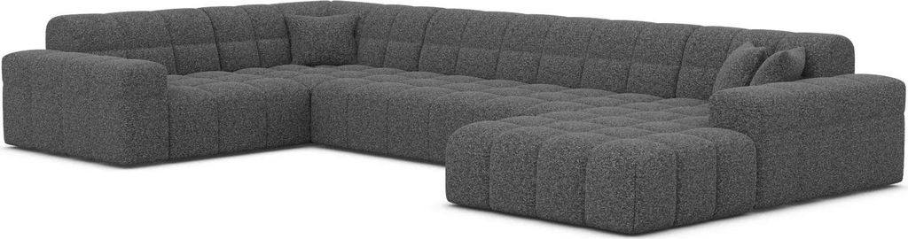 Bouclé U-Form XL Wohnlandschaft Nivara Graphit Rechts