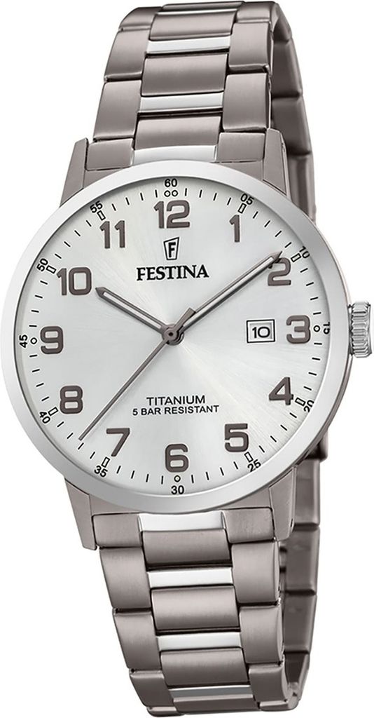 Festina Titan Herren Uhr F20435/1 Analog Armband-Uhr silber Klassik D2UF20435/1