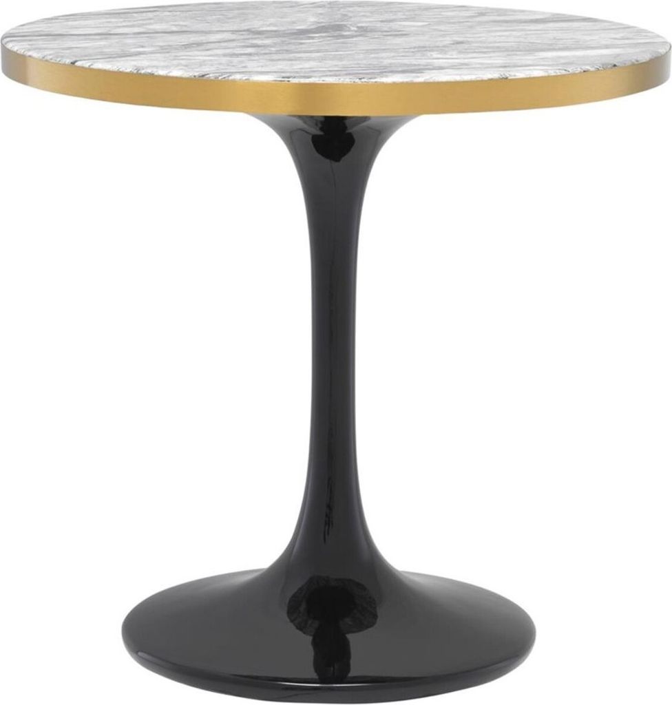 Casa Padrino Luxus Beistelltisch Grau / Messing / Schwarz Ø 55 x H. 52,5 cm - Luxus Möbel