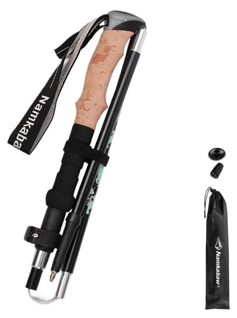 Ultraleichter Trekkingstock aus Aluminiumlegierung – faltbarer Wanderstock für Outdoor, Bergsteigen & Trekking,Black