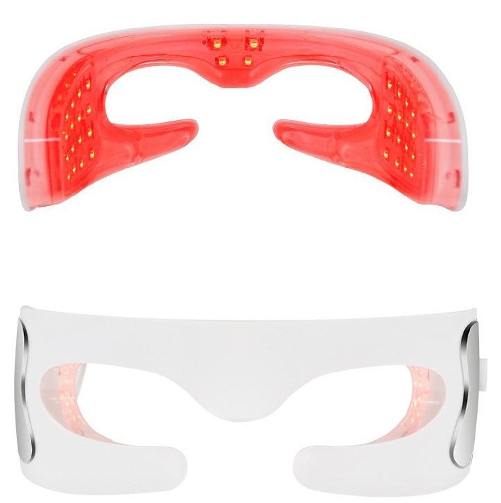 Augenmassagegerät LED Rotlicht Therapie mit Vibration, 36 LEDs Augenpflege Gerät 3 Modi, wiederaufladbar für Home Anwendung