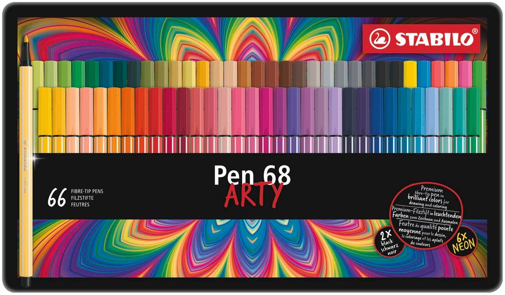 STABILO Pen 68 Arty Sada v kovovém pouzdru 66 ks Obrázek produktu 