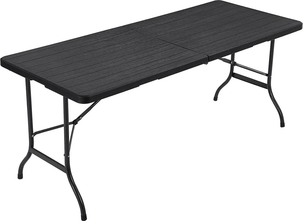 Table jardin aspect bois noir sans entretien facile à nettoyer 10 pers