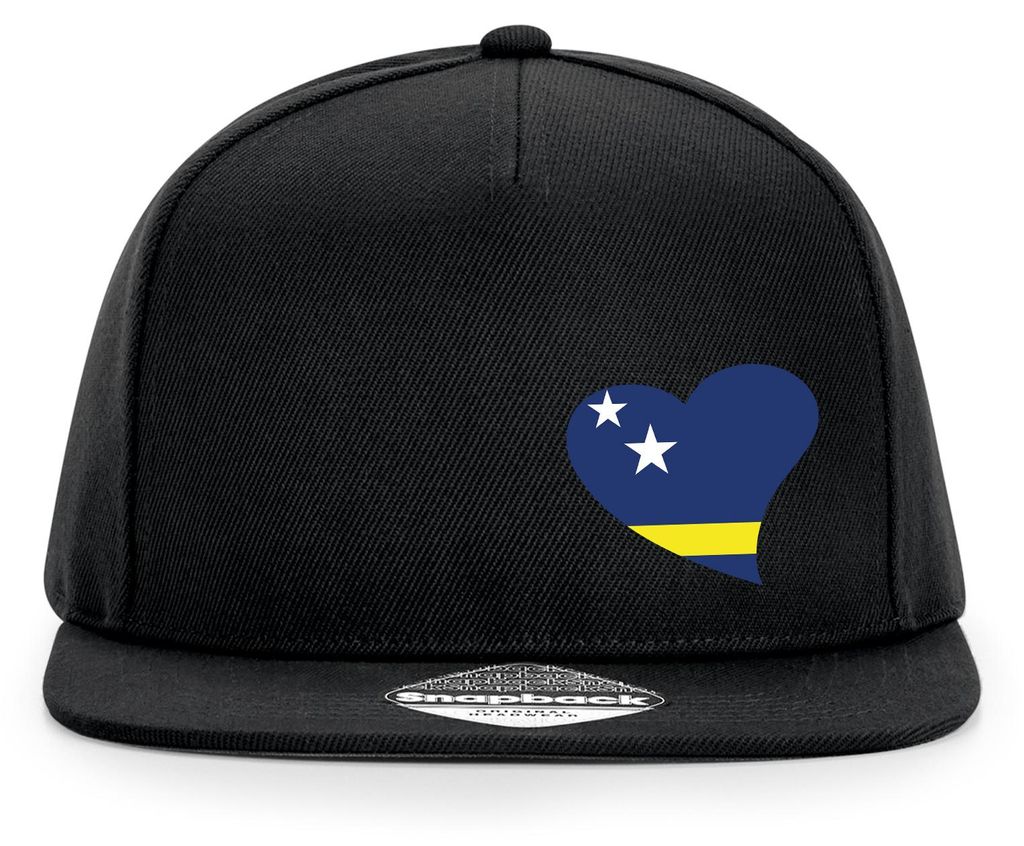 Huuraa Cappy Mütze Curacao Flagge Herz Black Polyester Snapback Kappe Geschenkidee