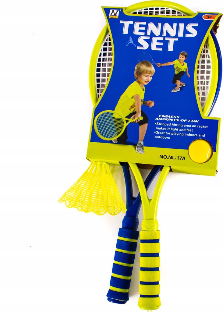2in1 Federball & Tennis Set für Kinder - 2 Schläger mit Ball & Shuttlecock - Gartenspielzeug