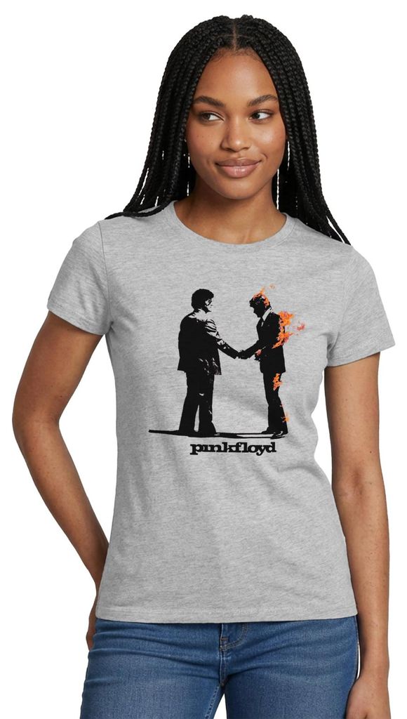 Spreadshirt Pink Floyd Album Cover Und Logo Frauen T-Shirt, S, Grau meliert