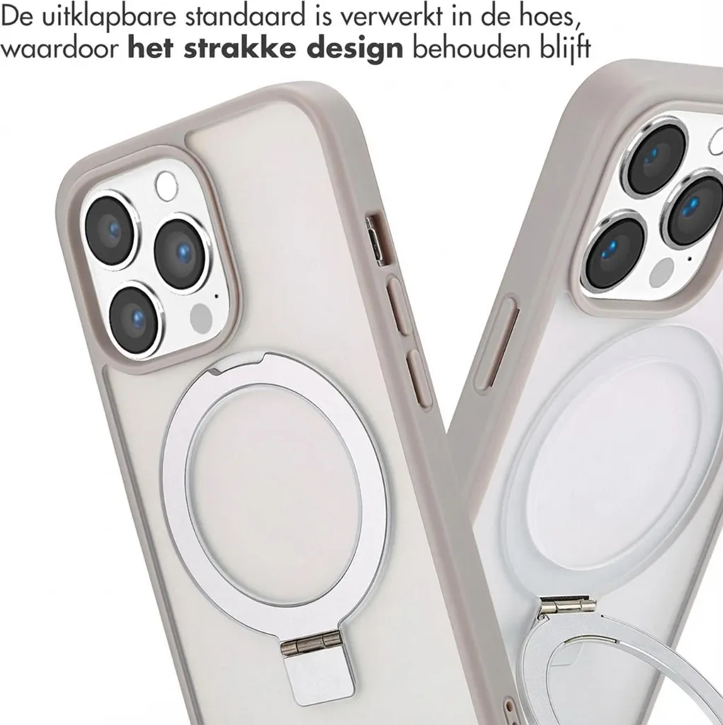 Accezz Ring Stand Backcover con MagSafe iPhone 13 Pro Max - Grigio - 6