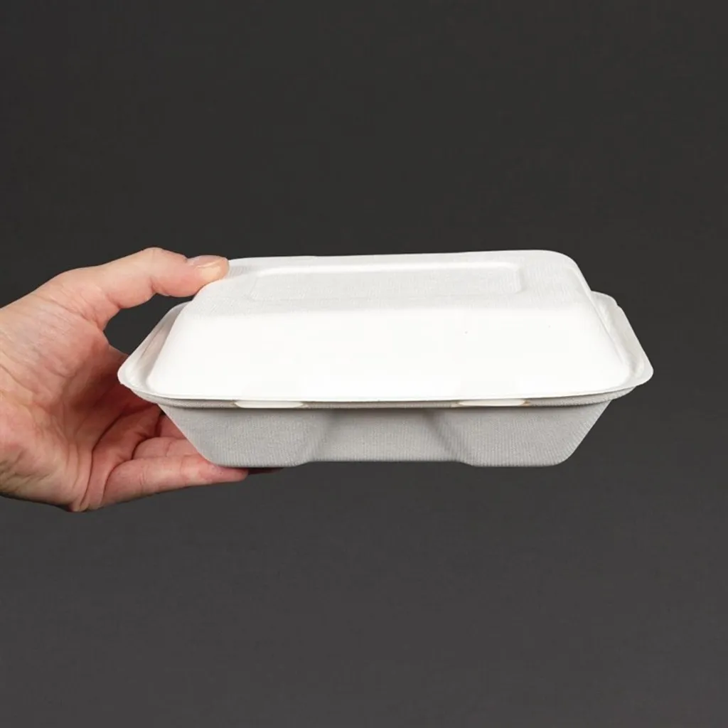 Vegware Boîtes Repas Compostables en Bagasse 22,8 cm avec Couvercle - 9