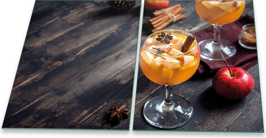 Herdabdeckplatten Glaskeramik Spritzschutz Glas Universal 2teilig 2x40x52 Essen Orange