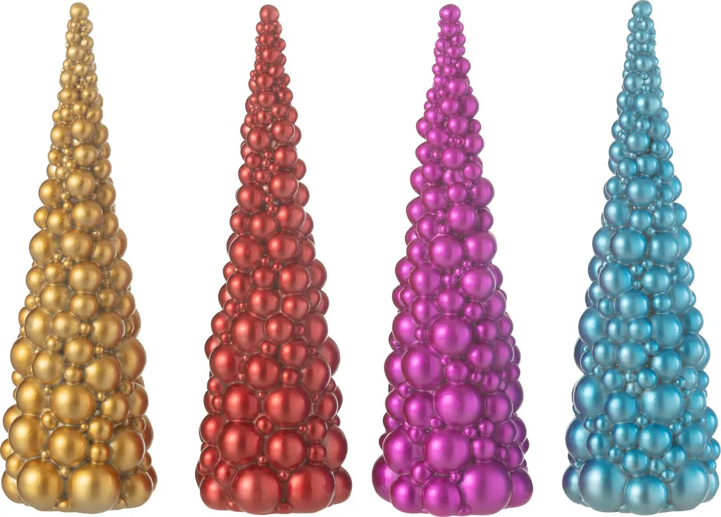 Boule de Noël en Résine J-Line - Set de 4 Ornements de Sapin Assortis