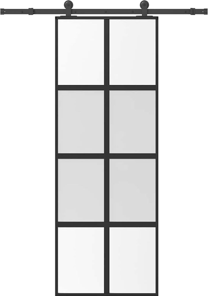 Schiebetür mit Beschlag 76x205 cm Hartglas & Aluminium