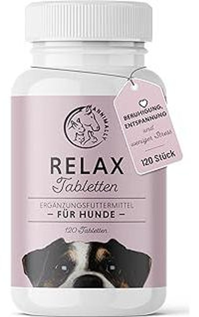 Annimally Hunde Relax Tabletten - Wohlfühltabs für Hunde mit Baldrian, Johanneskraut, L-Tryptophan, 120 Tabletten bei Angst, Stress & für Reise ...