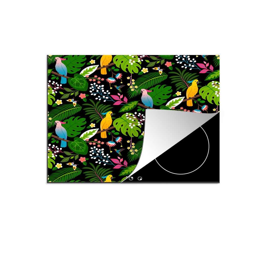 KitchenYeah Herdabdeckplatte Papagei - Dschungel - Farben - Jungen - Mädchen - Kind , 65x52cm, Küche Deko, Glaskeramikkochfeld Herdabdeckung, A...