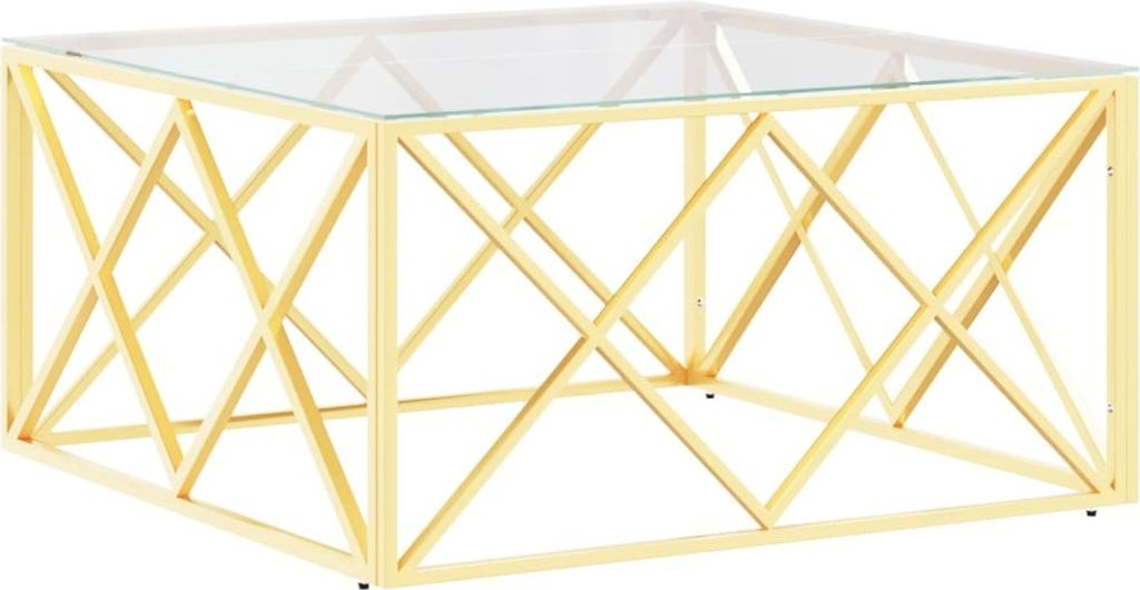 Couchtisch 80x80x40 cm Edelstahl und Glas