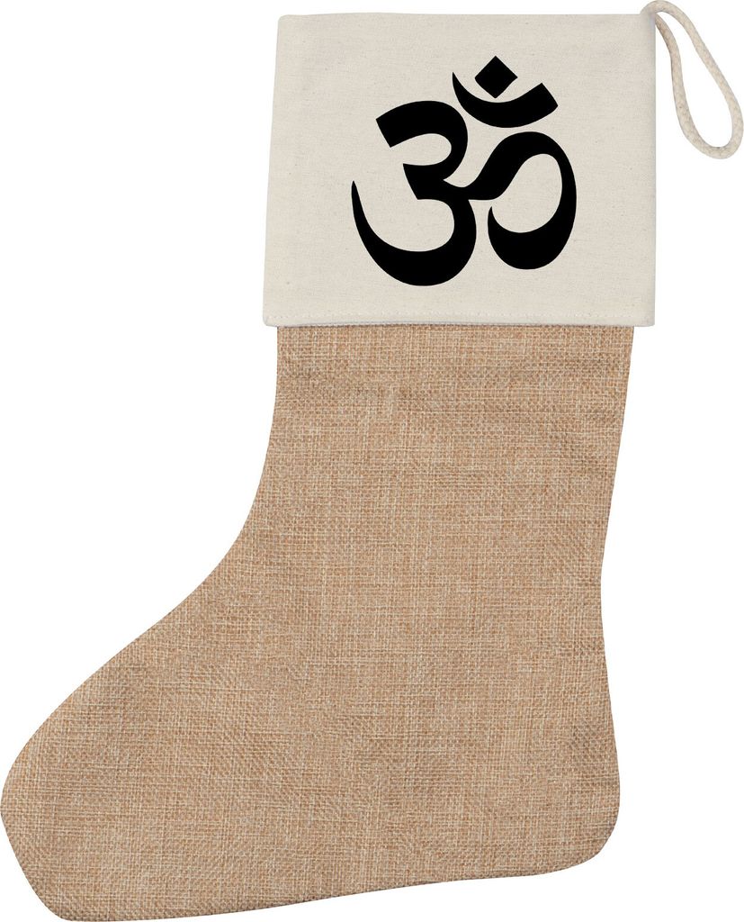 Huuraa Weihnachtsstrumpf Om Symbol Beige Jute Kaminstrumpf Geschenkidee