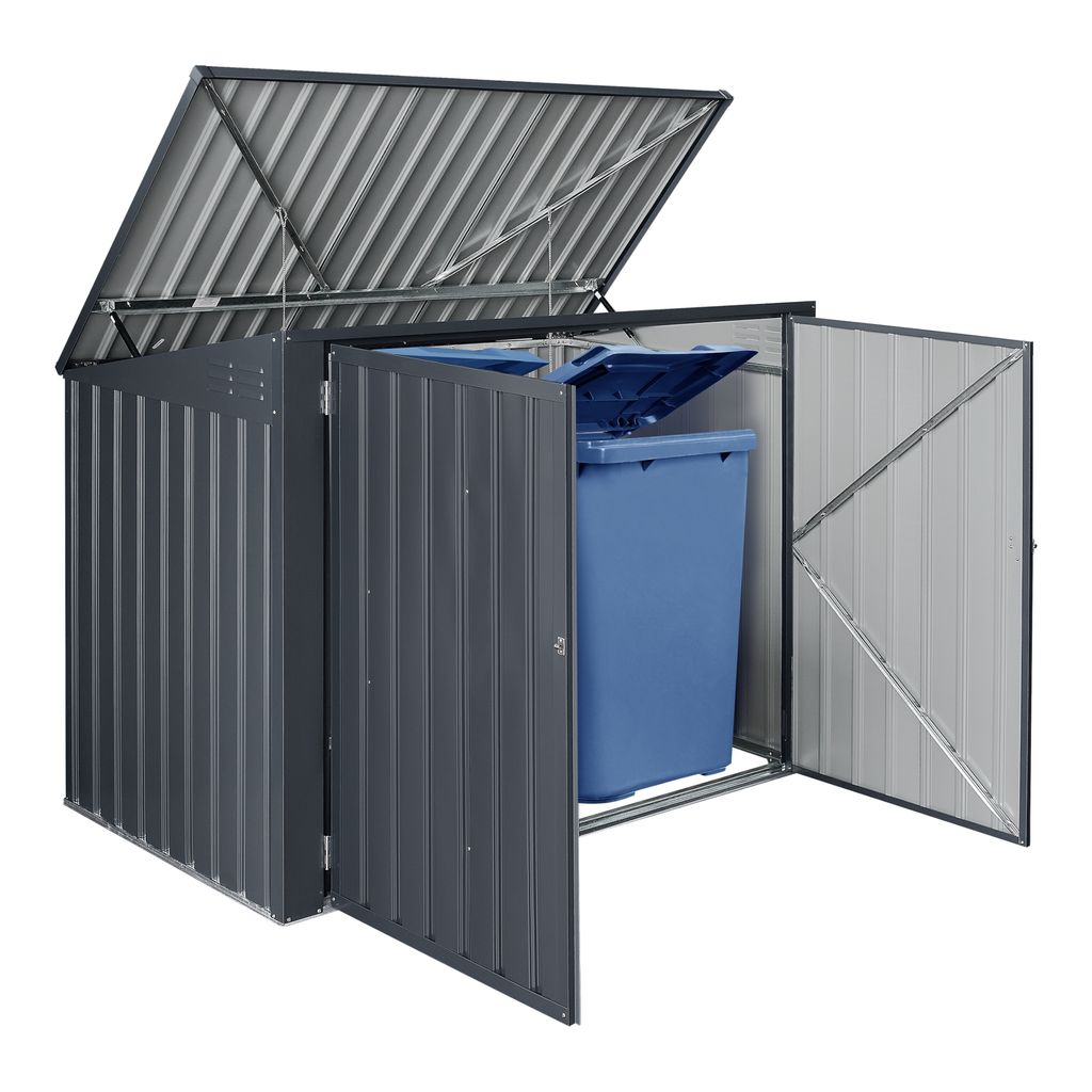 Mülltonnenbox für 1 Mülltonne mit Pflanzwanne grau