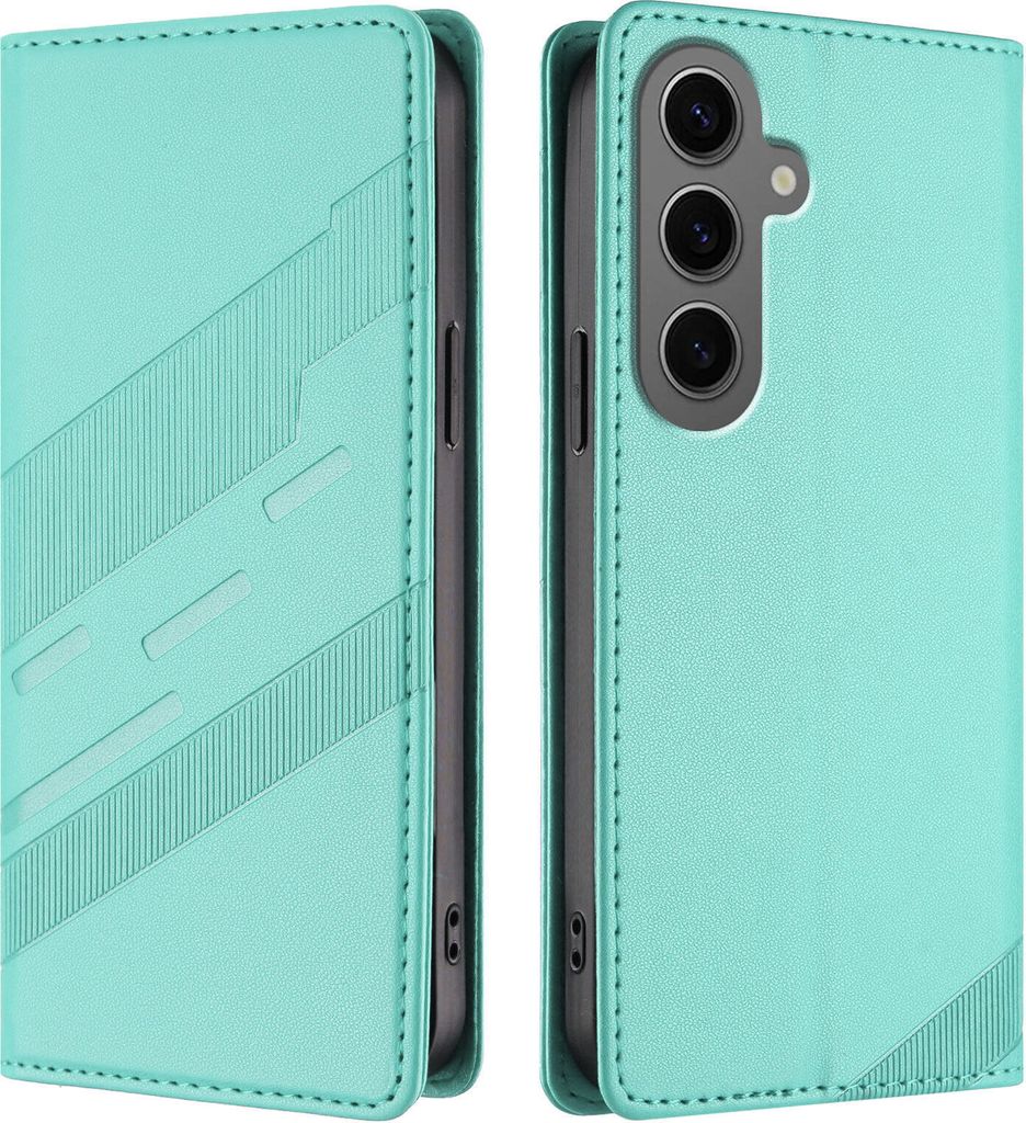 Hülle für Samsung Galaxy S25+, Kunstleder Brieftaschen Handyhülle mit Kartenfach und Standfunktion Türkis
