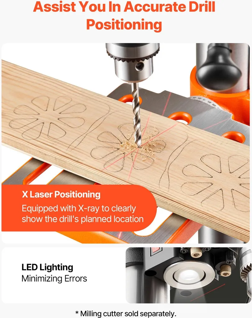 Perceuse à colonne 400W à vitesse variable et éclairage LED intégré