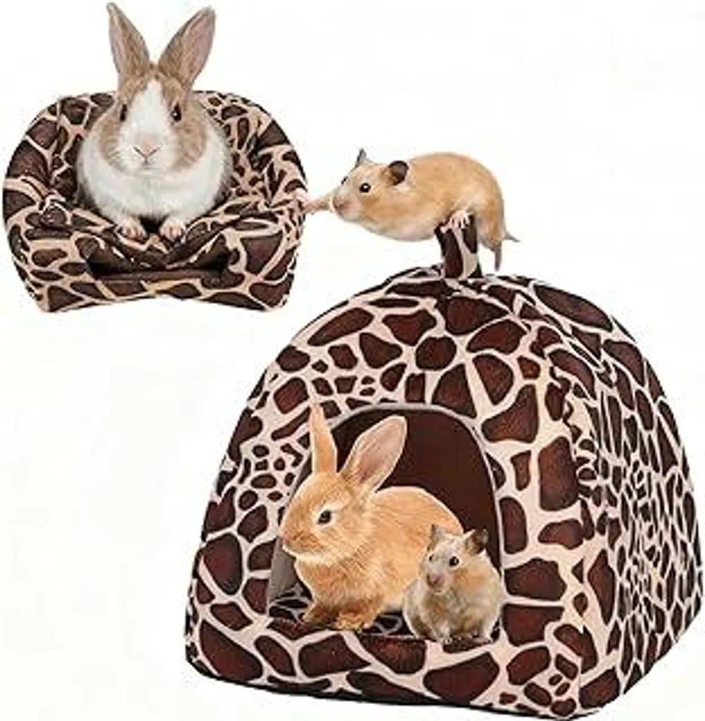 Comodo letto per piccoli animali invernali, casetta per porcellini d'India con cuscino rimovibile in peluche, casetta per porcellini d'India, peluche, conigli, tana per conigli nani, cincillà, criceti