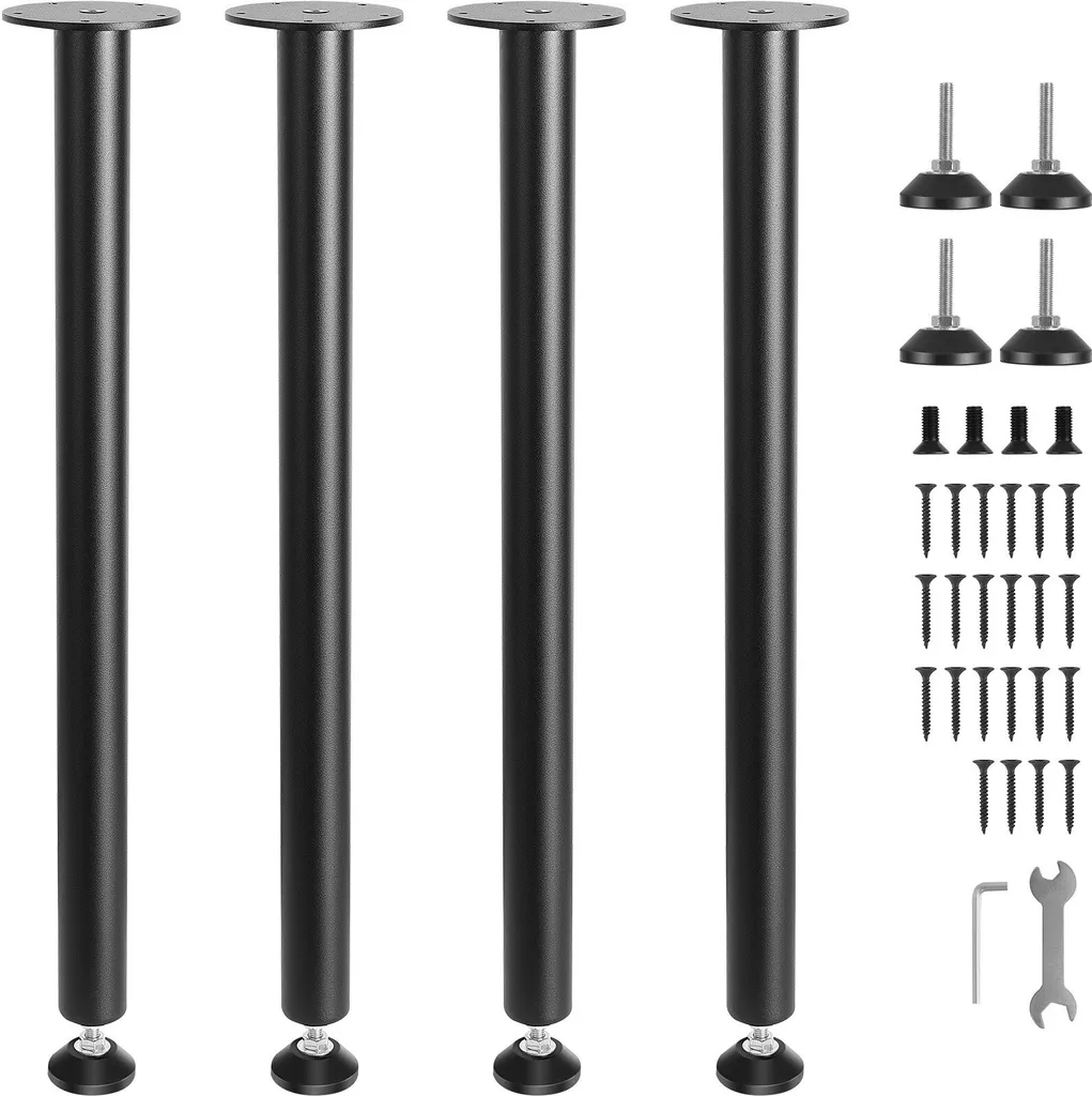 Pieds de Table pour Console Salon et Cuisine 711mm Acier Noir Lot de 4